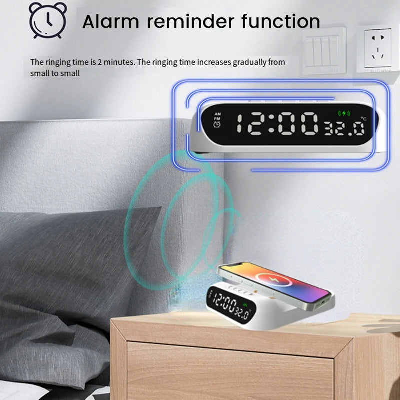 Wireless Charging Alarm Clock 3-In-1