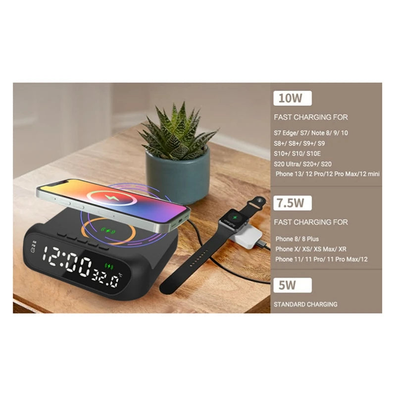 Wireless Charging Alarm Clock 3-In-1
